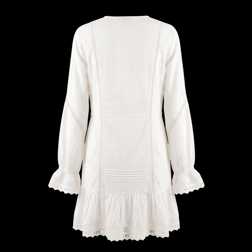 THE KOOPLES PARIS Ladder Trim Cotton Dress White Boho Romantic Euro NWT $345 - Picture 4 of 8